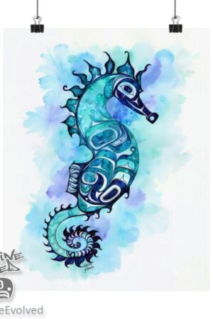 Seahorse watercolor print