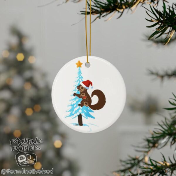 Native Squirrel and tree Christmas Ornament, 1-Pack, Tlingit and Haida totem design by Native American artist Wéidaaká Yóodóohaa